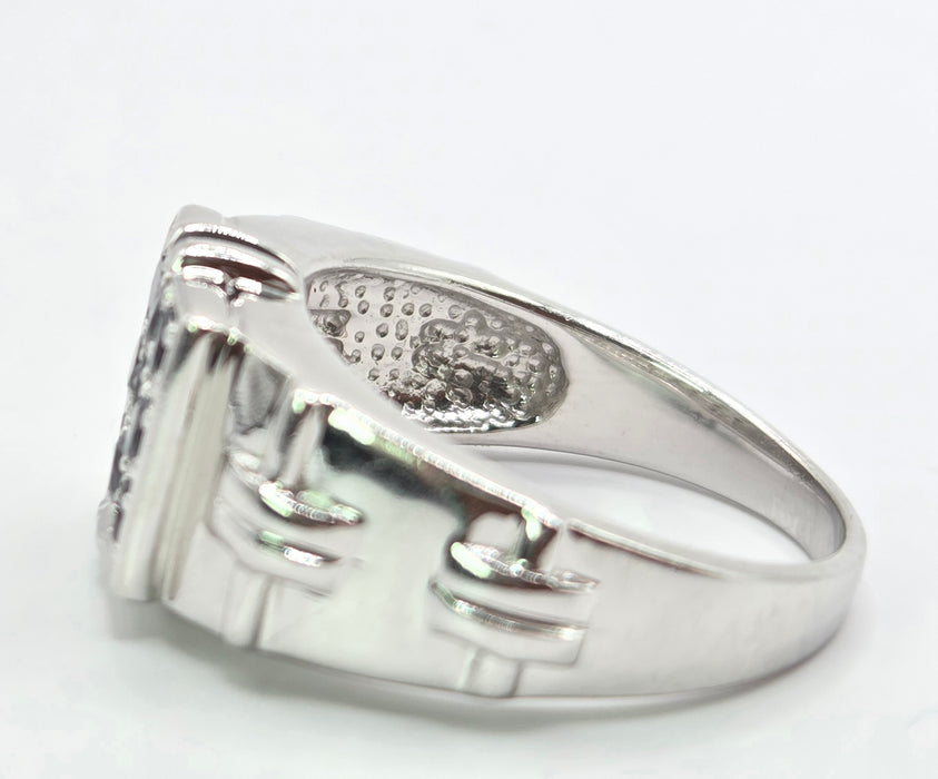 Vintage: 9ct White Gold Black Diamond Geometric Ring