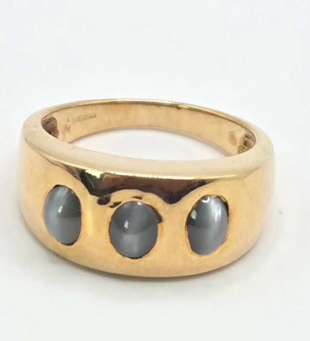 Vintage: 9ct Yellow Gold Alexandrite Cat's Eye Ring