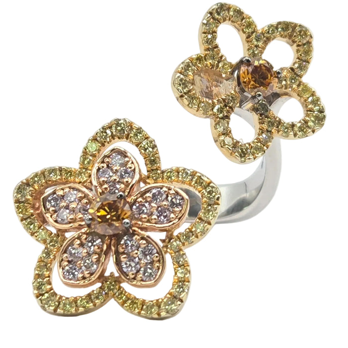 Vintage: 18ct White Gold Orange & Yellow Diamond [1.15ct] Ring