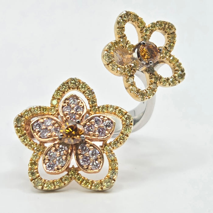 Vintage: 18ct White Gold Orange & Yellow Diamond [1.15ct] Ring