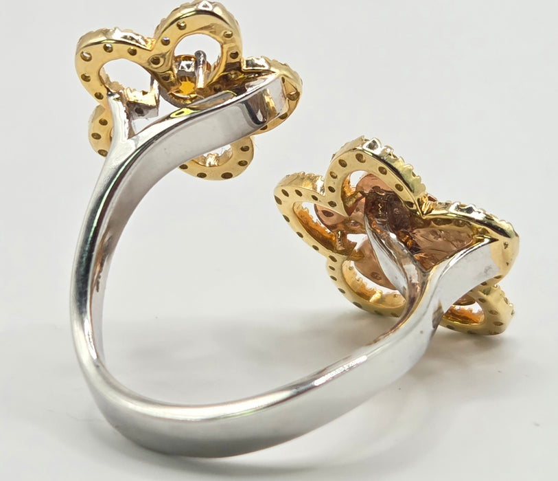 Vintage: 18ct White Gold Orange & Yellow Diamond [1.15ct] Ring