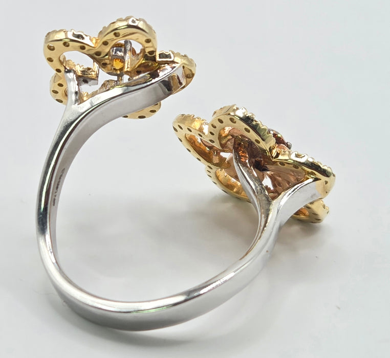 Vintage: 18ct White Gold Orange & Yellow Diamond [1.15ct] Ring