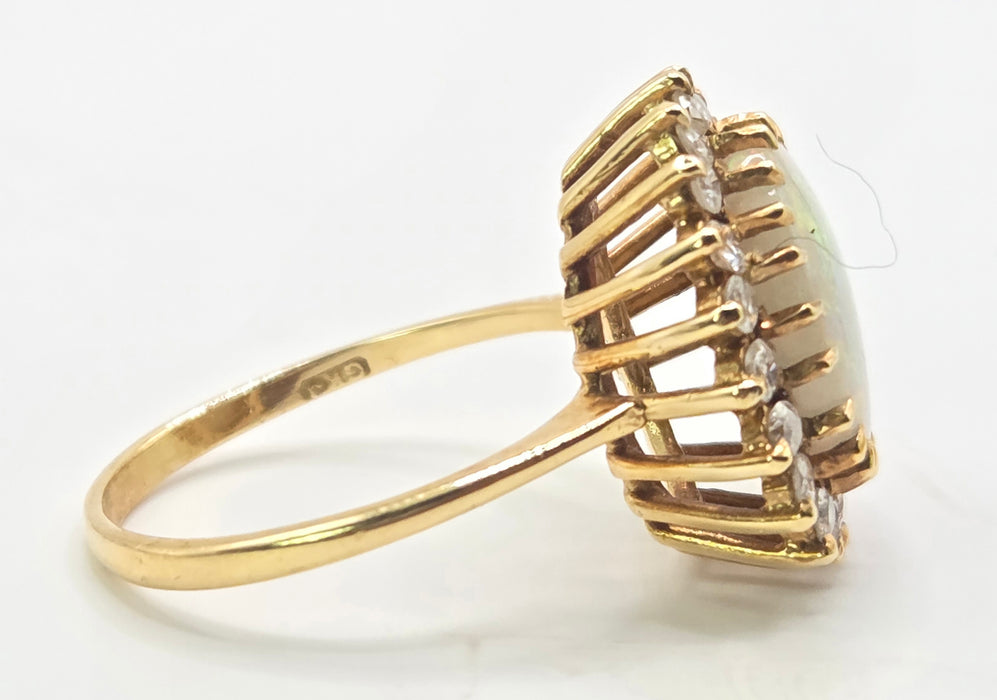Vintage: 18ct Gold Opal & Diamond Cluster Ring — From 1982 — 0.6ct