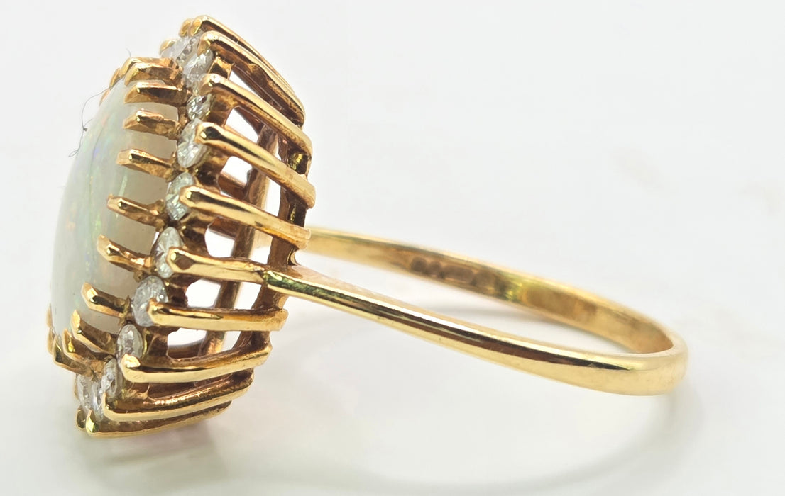 Vintage: 18ct Gold Opal & Diamond Cluster Ring — From 1982 — 0.6ct