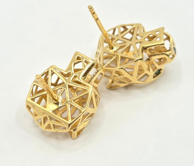 0833: Vintage: 18ct Gold Leopard Head Stud Earrings- exceptional
