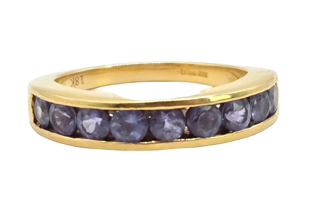 2530 Vintage: 18ct Yellow Gold Tanzanite Half Eternity Ring