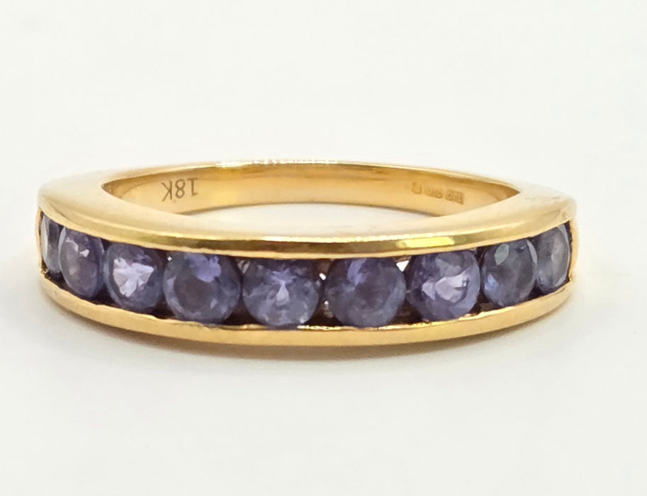 2530 Vintage: 18ct Yellow Gold Tanzanite Half Eternity Ring