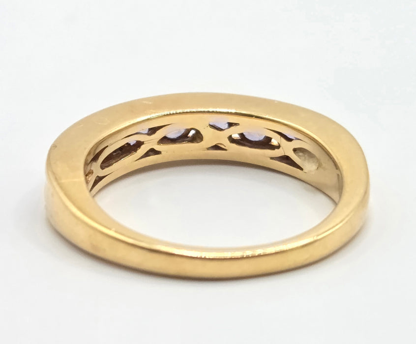 2530 Vintage: 18ct Yellow Gold Tanzanite Half Eternity Ring