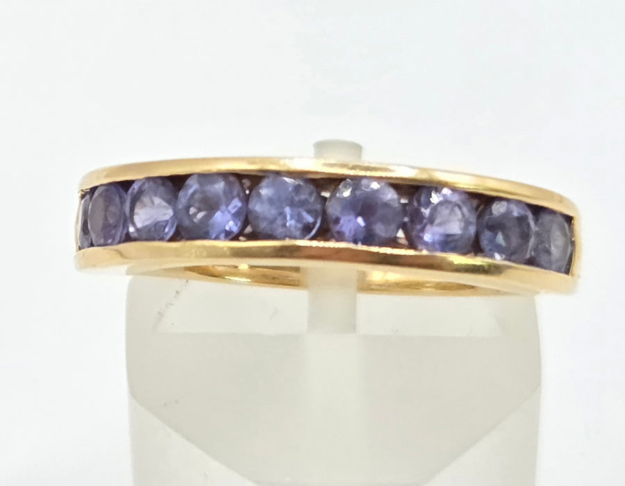 2530 Vintage: 18ct Yellow Gold Tanzanite Half Eternity Ring