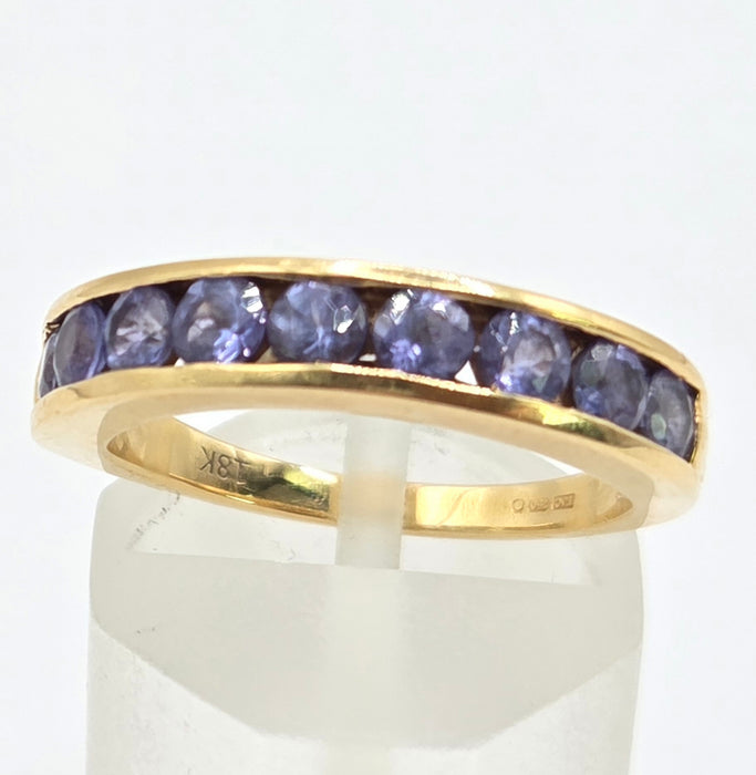 2530 Vintage: 18ct Yellow Gold Tanzanite Half Eternity Ring