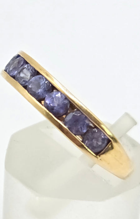 2530 Vintage: 18ct Yellow Gold Tanzanite Half Eternity Ring