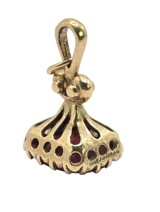 Vintage (1969) 9ct Gold Garnet Fob/Pendant/Charm- 57 year old nice weight