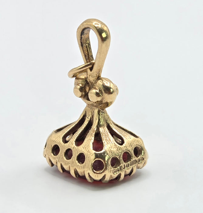 Vintage (1969) 9ct Gold Garnet Fob/Pendant/Charm- 57 year old nice weight