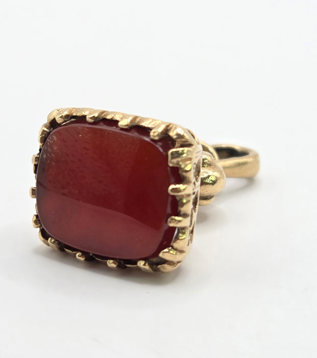 Vintage (1969) 9ct Gold Garnet Fob/Pendant/Charm- 57 year old nice weight