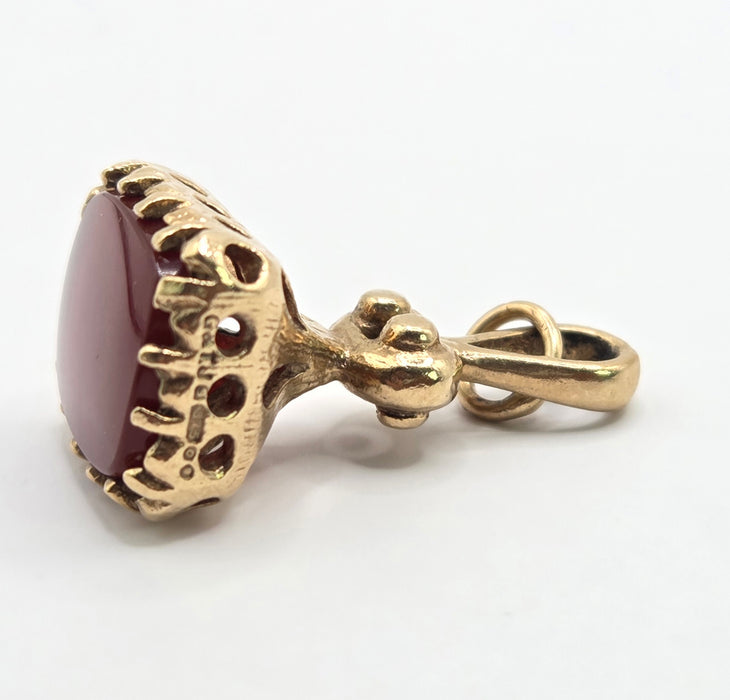 Vintage (1969) 9ct Gold Garnet Fob/Pendant/Charm- 57 year old nice weight