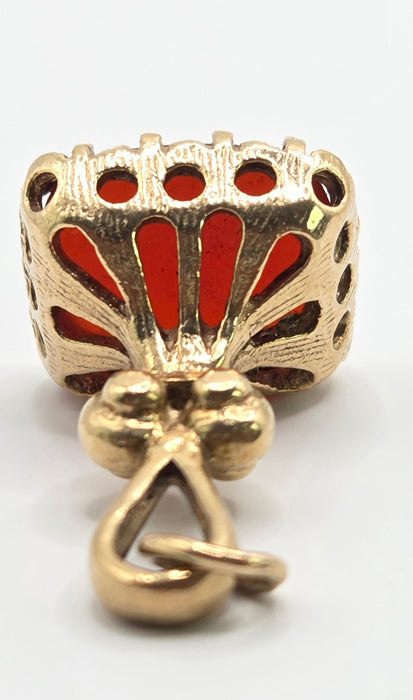 Vintage (1969) 9ct Gold Garnet Fob/Pendant/Charm- 57 year old nice weight