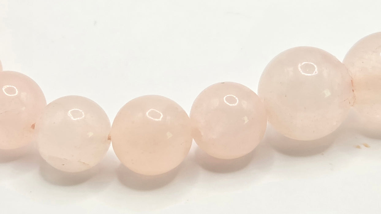 Vintage: 9ct Yellow Gold Rose Quartz Bead Necklace