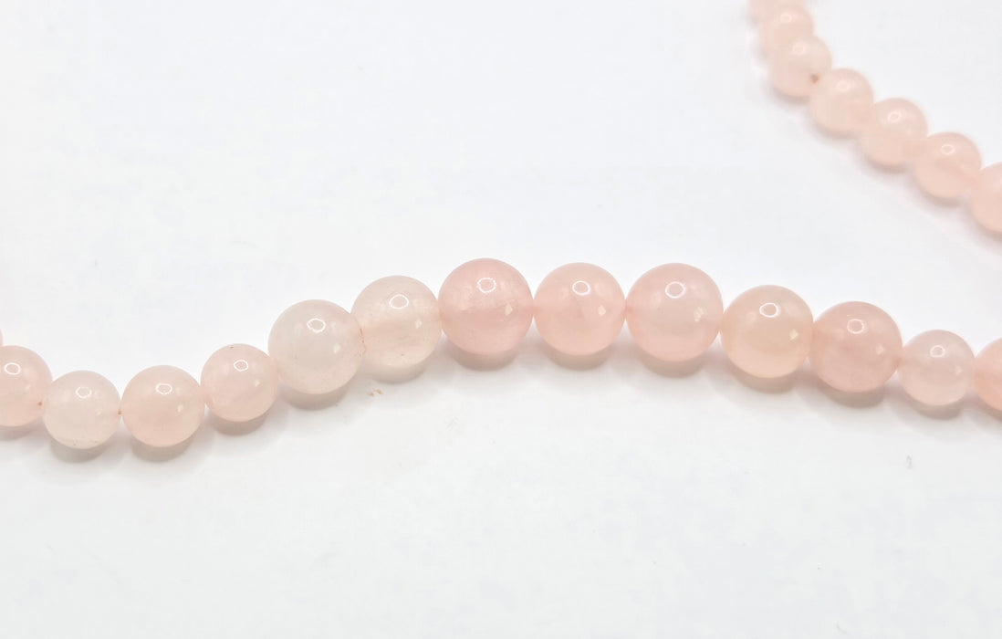 Vintage: 9ct Yellow Gold Rose Quartz Bead Necklace