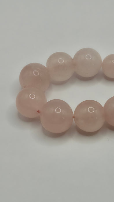 Vintage: 9ct Yellow Gold Rose Quartz Bead Necklace