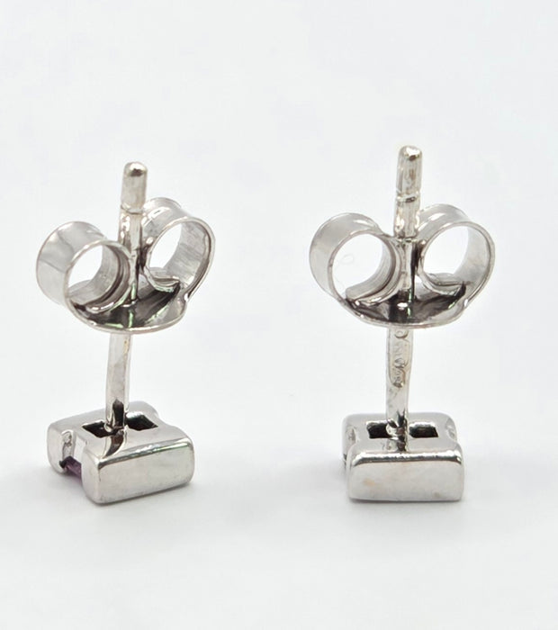 Vintage: 9ct White Gold Pink Sapphire Stud Earrings