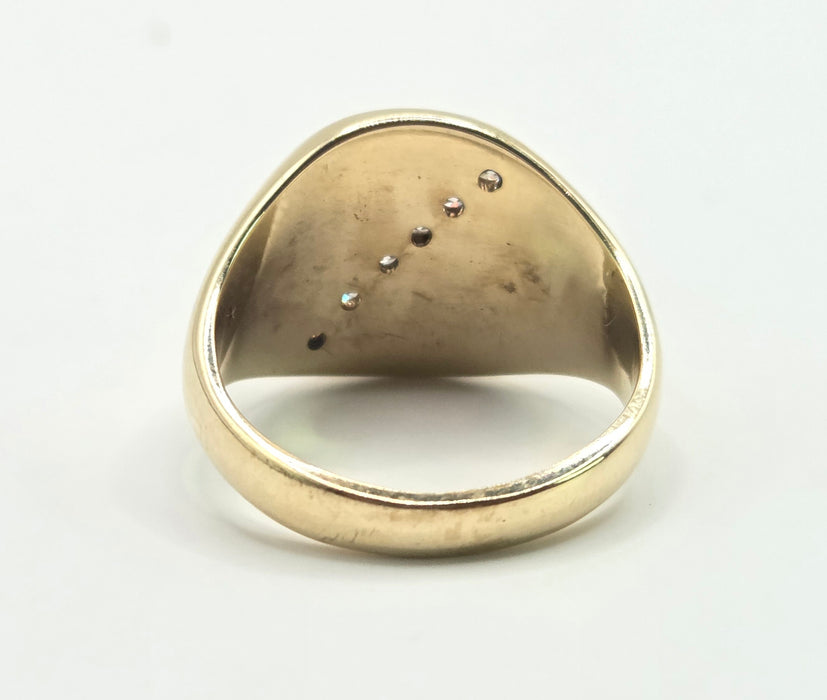 Vintage: 9ct Yellow Gold Diamond Signet Ring — From 1990