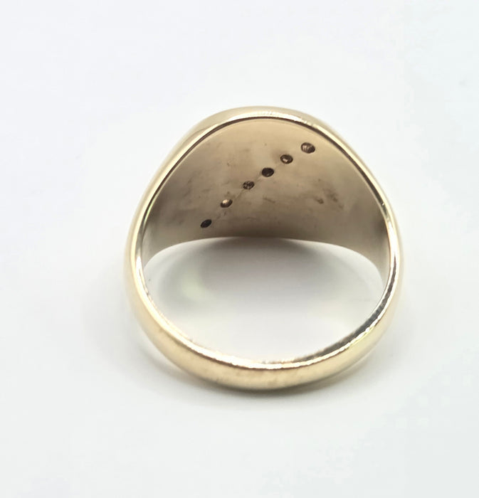 Vintage: 9ct Yellow Gold Diamond Signet Ring — From 1990
