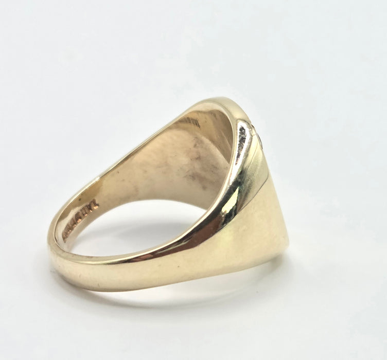 Vintage: 9ct Yellow Gold Diamond Signet Ring — From 1990