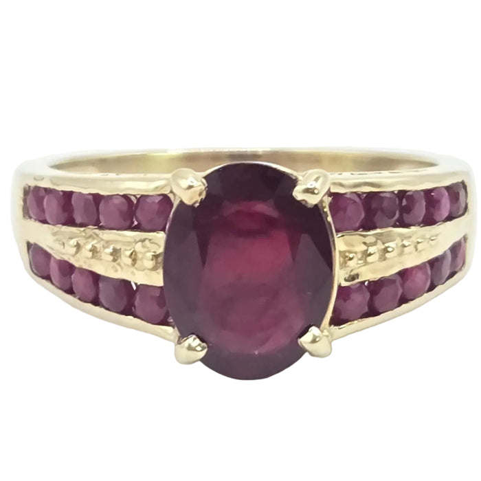 Vintage: 9ct Yellow Gold Art Deco-Inspired Ruby Ring
