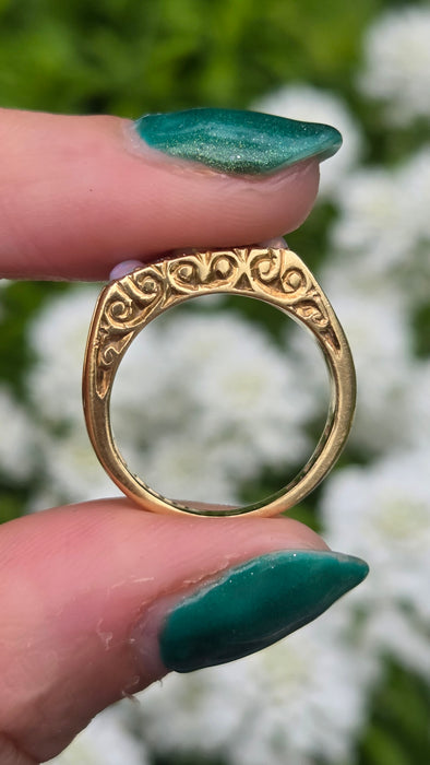 2969 Vintage: 18ct Yellow Gold Opal & Diamond Trilogy Ring — From 1968