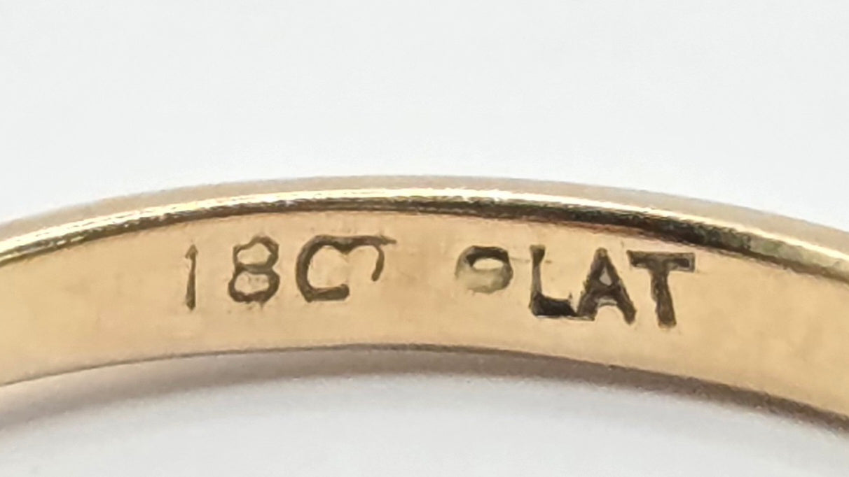 Vintage: 18ct Yellow Gold & Platinum Natural Diamond Trilogy Ring