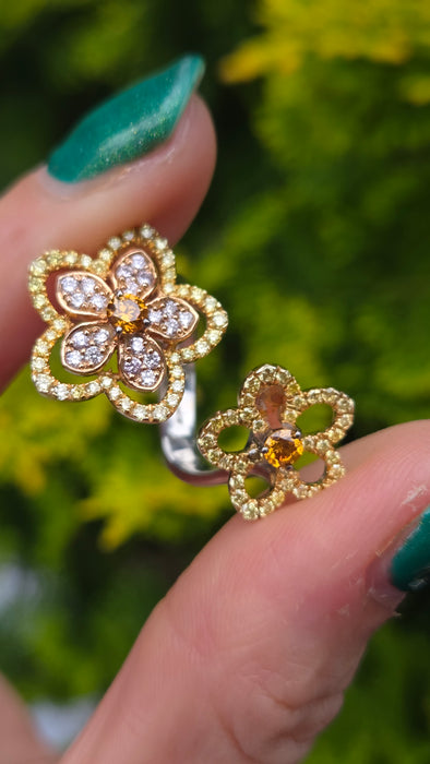 Vintage: 18ct White Gold Orange & Yellow Diamond [1.15ct] Ring