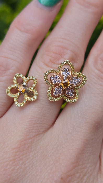 Vintage: 18ct White Gold Orange & Yellow Diamond [1.15ct] Ring