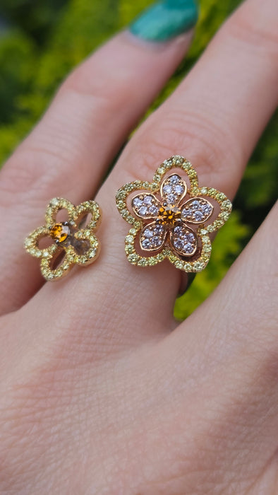 Vintage: 18ct White Gold Orange & Yellow Diamond [1.15ct] Ring