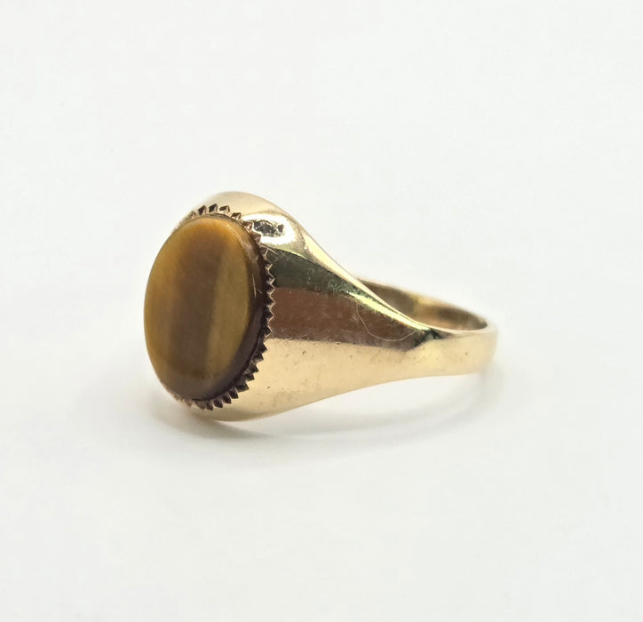 Vintage: 9ct Yellow Gold Tiger's Eye Signet Ring — From 1978
