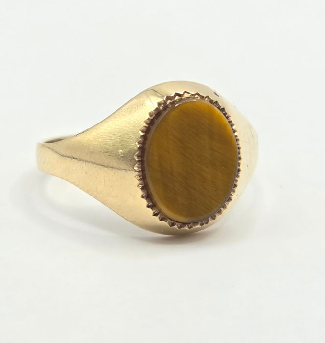 Vintage: 9ct Yellow Gold Tiger's Eye Signet Ring — From 1978