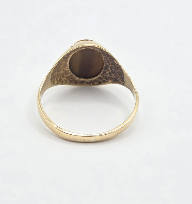 Vintage: 9ct Yellow Gold Tiger's Eye Signet Ring — From 1978