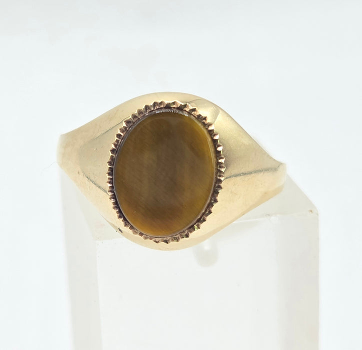 Vintage: 9ct Yellow Gold Tiger's Eye Signet Ring — From 1978