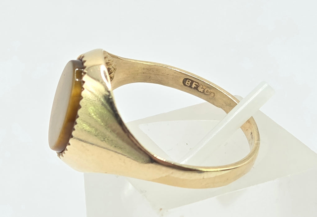 Vintage: 9ct Yellow Gold Tiger's Eye Signet Ring — From 1978