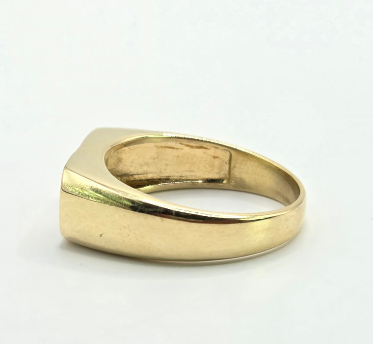 Vintage: 9ct Yellow Gold Tanzanite & Diamond Statement Signet Ring