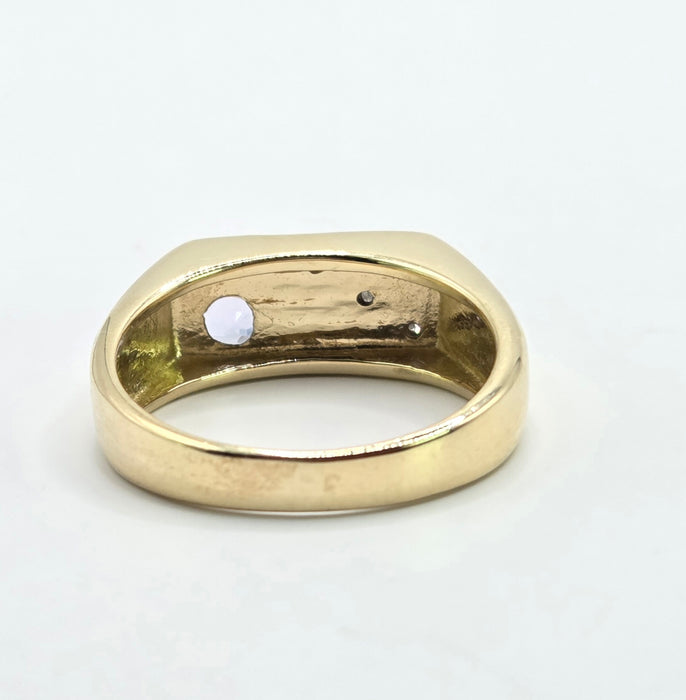 Vintage: 9ct Yellow Gold Tanzanite & Diamond Statement Signet Ring
