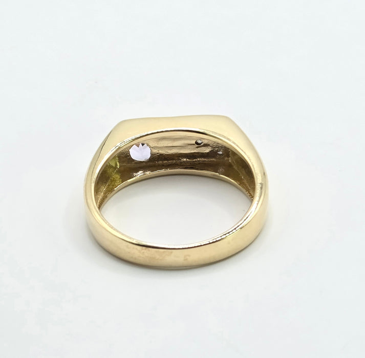 Vintage: 9ct Yellow Gold Tanzanite & Diamond Statement Signet Ring