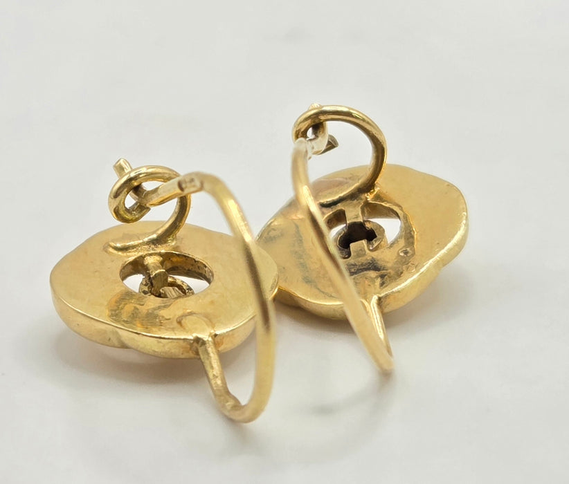 Vintage: 18ct Yellow Gold  Ruby Swirl Drop Earrings
