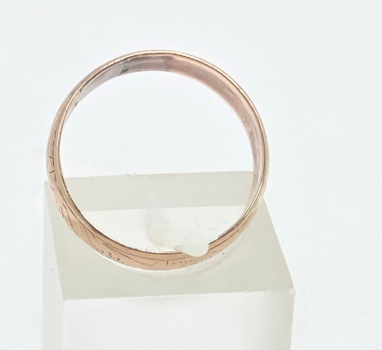 Antique: 9ct Rose Gold Engraved Wedding Band Ring — From 1894