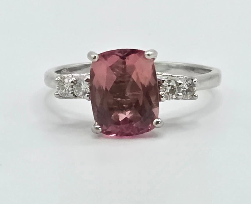 Vintage: 18ct White Gold Pink Tourmaline & Diamond Ring — 2.00ct