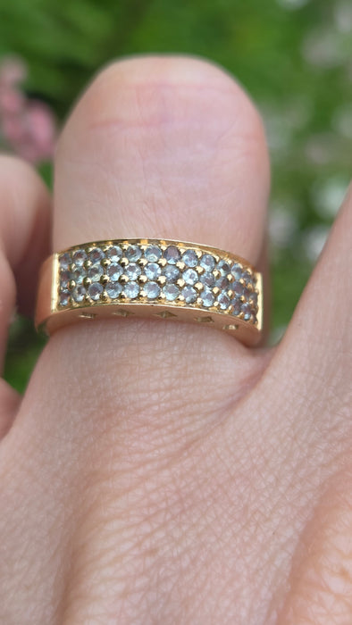 Vintage: 9ct Gold Alexandrite Pavé Band Ring