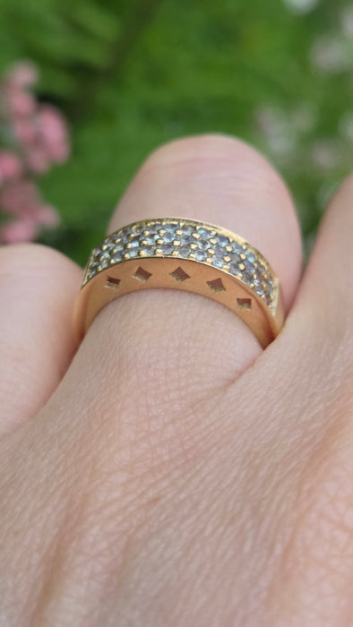 Vintage: 9ct Gold Alexandrite Pavé Band Ring