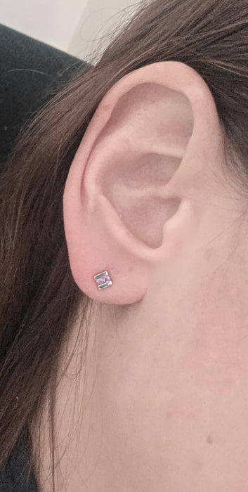 Vintage: 9ct White Gold Pink Sapphire Stud Earrings