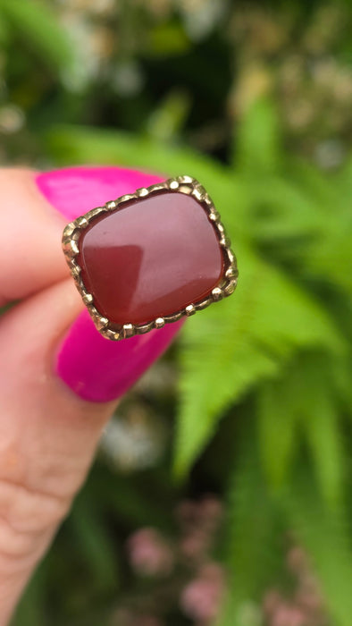 Vintage (1969) 9ct Gold Garnet Fob/Pendant/Charm- 57 year old nice weight