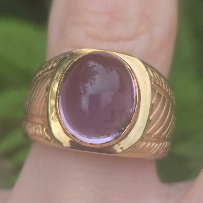 Vintage: 9ct Yellow Gold Amethyst Signet Ring