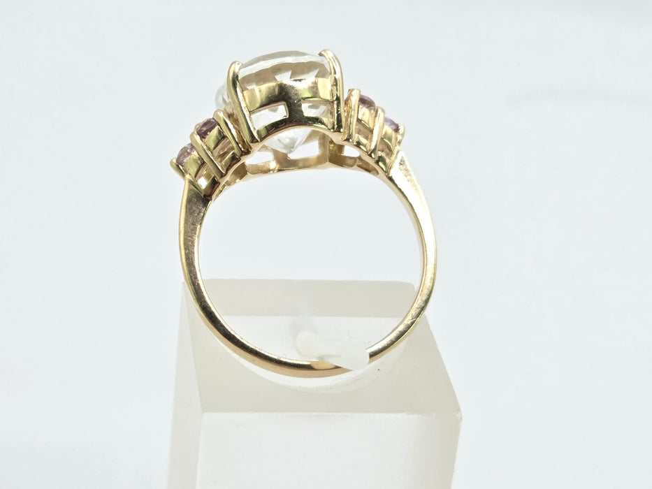 Vintage: 9ct Yellow Gold Pale Blue Topaz & Amethyst Cluster Ring